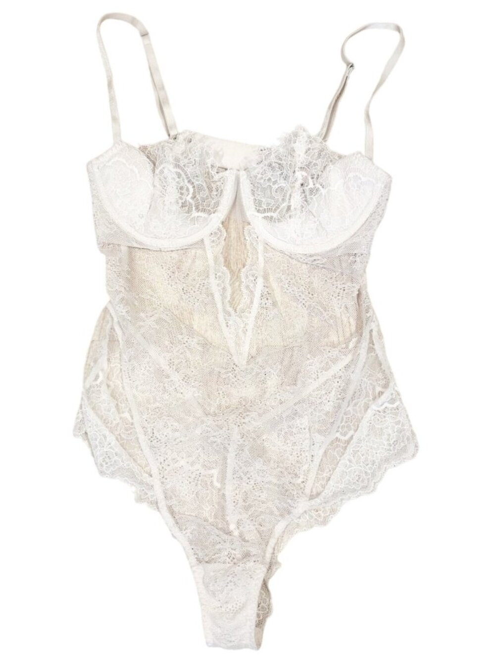 Victoria’s Secret Lace Lingerie White Bodysuit Size Small